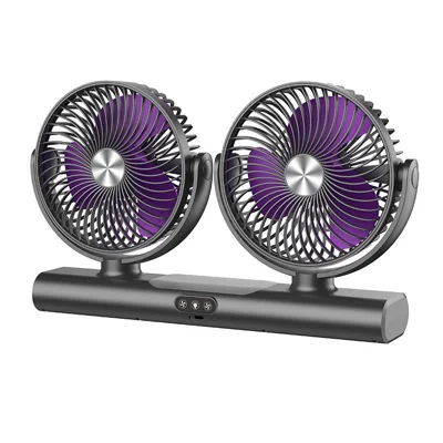 FS-39 Dual Head Oscillating Fan with Light USB Rechargeable 360 Degree Air Circulator for Desk Wall Mount - Gray