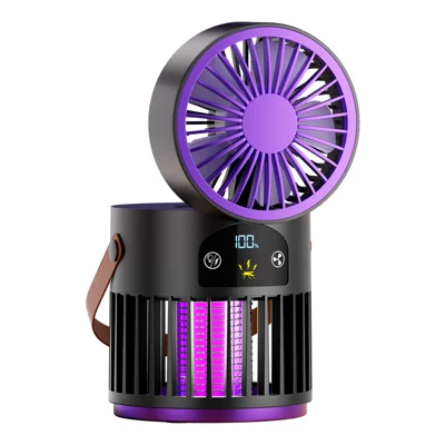DF1 2 in 1 Fan Mosquito Killer Lamp with 5-Speed Brushless Motor for Outdoor Camping Home - Black Purple
