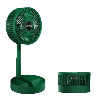 Faltbarer USB-akku-betriebener Tischventilator, 3-stufig, leise, tragbar, mit Handyhalter – Grün