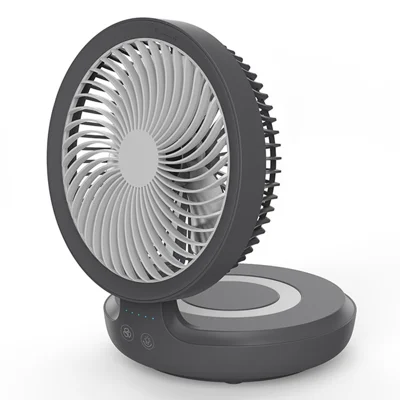 EDON E808 Portable Desktop Wall Mount ABS Fan Cooler Foldable Rechargeable Summer Cooling Fan - Grey