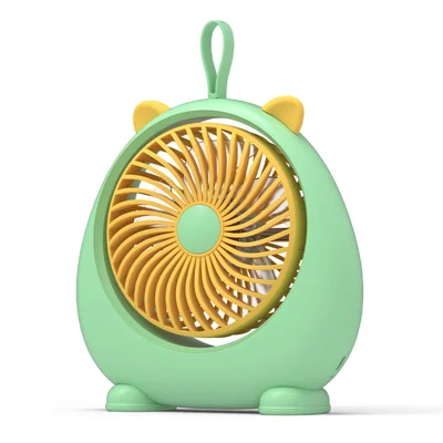 Cute Cat Ear Design Portable Fan USB Rechargeable Cooling Fan with 3 Wine Speed Adjustments, Size L - Green