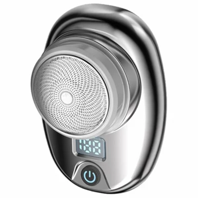Portable Electric Razor Digital Display Mini Waterproof ABS Rechargeable Cordless Shaver - Silver