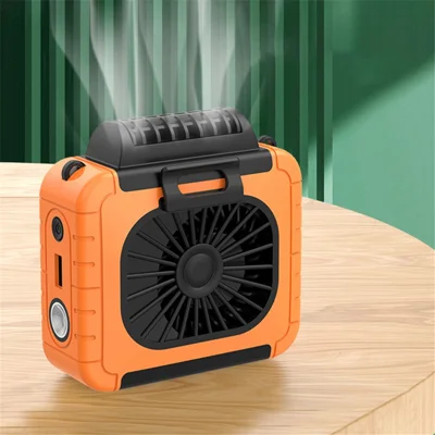 Hanging Neck Fan Summer Cooling Fan 6000mAh Emergency Phone Power Bank - Orange