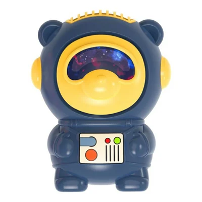 339-2 Cartoon Bear Cooling Fan Student Mini Rechargeable Summer Fan with Neck Rope - Blue Space Bear