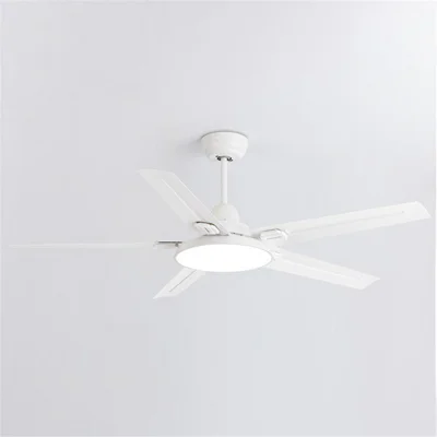 56-inch Integrated Chandelier Iron Blade Ceiling Fan with Remote Control and Wall Control - White