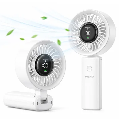 YESIDO YF20 Vägförande Handfläkt med LED-display 3600mAh Laddbar 100-hastighetsreglering Portabel Kylningsfläkt - Vit