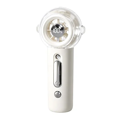 F305 Ventilateur Portable avec Brumisateur Nano Refroidissement 100 Vitesses Ajustables Moteur Sans Balai Affichage Numérique Réservoir de 33 ml pour Voyage en Plein Air - Blanc