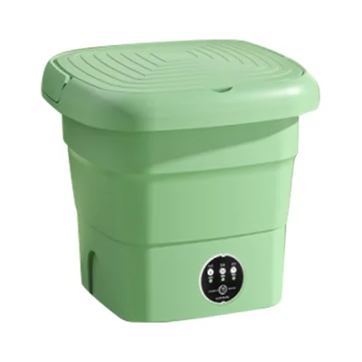 4.5L Mini Foldable TPE+PP Washing Machine Blue Light Antibacterial Timing Underwear Cleaning Machine, EU Plug - Green