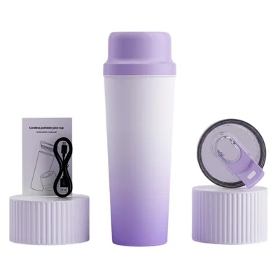BDL-009 Kabelloser Tragbarer Entsafter 2-in-1-Mixer 650 ml 304 Edelstahl 21000 U/min für unterwegs (BPA-frei, ohne FDA) - Verlauf lila