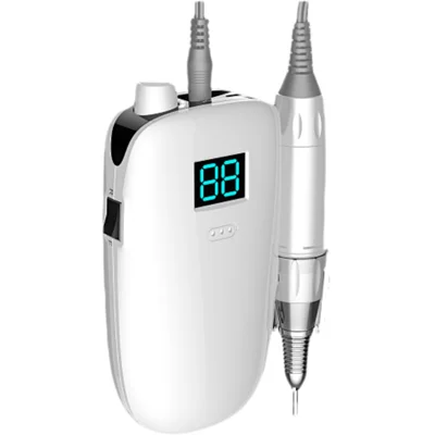 8002 Portable Electric Nail Polisher 35000 RPM Nail Grinding Machine Nail Polish Remover with Wireless Charger - White