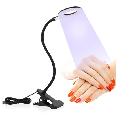 102 Portable USB Nail Extension Nail Polish Curing Lamp Manicure Phototherapy Ring Light with Clip - Black