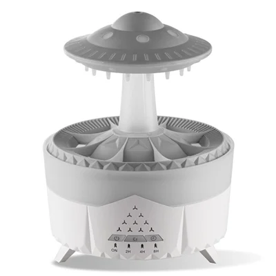 Creative Raindrop Humidifier Aroma Diffuser Indoor 7-Color LED Large Mist Ultrasonic Humidifier, EU Plug - White