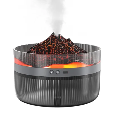 1.5L Large Capacity Volcano Shaped Humidifier Aroma Diffuser with Dual Color Light Mist Maker for Home Office - Black