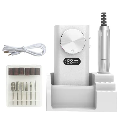 BLUEQUE BQ-122 Nail Drill 45000 RPM 2400mAh Rechargeable LED Display Stepless Speed Control Low Noise - White