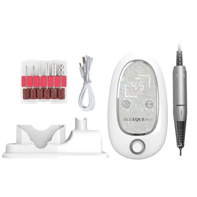 BLUEQUE BQ-121 Rechargeable Nail Drill 45000RPM Stepless Speed Control LCD Touchscreen Electric Nail Polisher - White