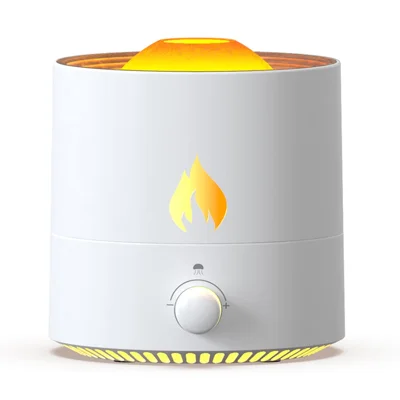 V8 Simulation Flame Aroma Essential Oils Diffuser Quiet Operation 180ML Air Humidifier - White