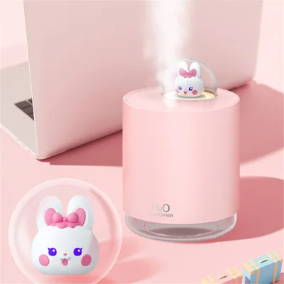H201 USB Plug-In Mist Humidifier LED Night Light 300ML Water Tank Silent Operation Home Office Humidifier - Pink