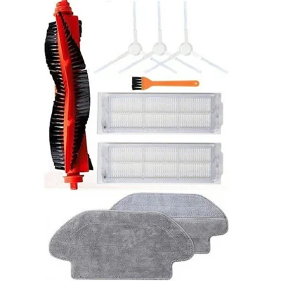 9 stuks / set voor Xiaomi Mijia Robotstofzuiger Mop P (SKV4109GL / SKV4110GL / STYTJ02YM) / Viomi V2 Pro (V-RVCLM21B) hoofdborstel HEPA-filter mopdoek en reinigingsborstelset - Wit