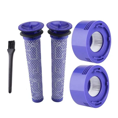 5-in-1 set accessoires voor stofzuiger voor Dyson V7 / V8, 2 stuks voorste filterkernen + 2 stuks achterste filterkernen + 1 stuk reinigingsborstel