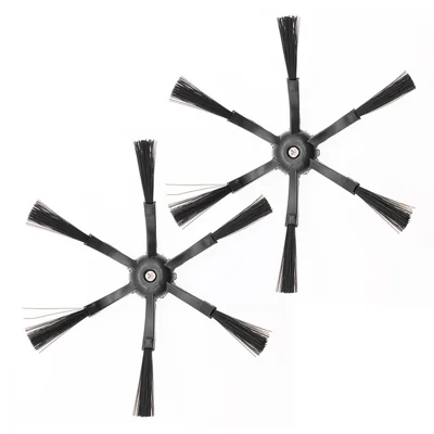 قطعتان من فرشاة الجانب ذات الستة أذرع لروبوت تنظيف السجاد Roborock S5 / S6 / S5 Max / S6 Max / S7 / S7 MaxV / S8 / S8+ / S8 Ultra (قطع غيار سوداء)