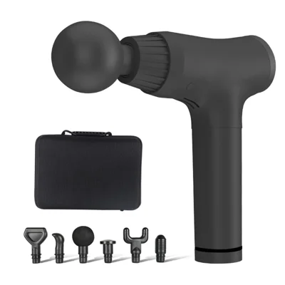 Pistola de masaje inalámbrica Handheld Body Neck Pain Relief Electric Massager Machine con 6 cabezales - Negro/Enchufe estadounidense