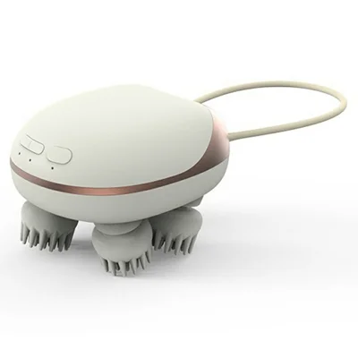 ST-705 Electric Mini Head Scalp Massager IPX7 Waterproof EMS Red Light 4 Silicone Claws Massage Device for Hair Care - Beige
