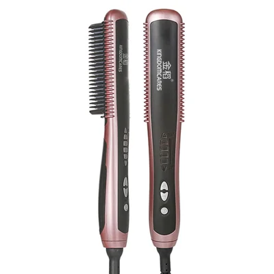 K.SKIN KD-388A Hair Straightener Brush 2-in-1 Electric Hair Straightening Comb - Rose Gold / EU Plug