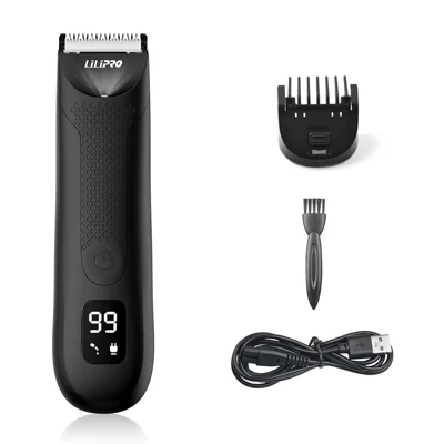 LILIPRO Electric Body Hair Trimmer LED Display Groin Grooming Kit for Private Parts - Black