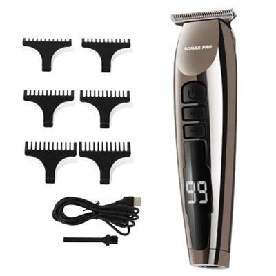 SONAX PRO SN-8099 Digital Display Hair Clipper Battery Powered Portable Hair Trimmer for Barber Shop (without Oil Bottle)