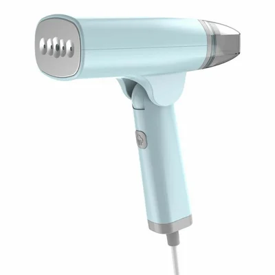 Détendeur de vêtements portable 1300 W, fer à repasser vapeur pliable avec plaque anti-brûlure à 5 trous, pratique à la maison et en voyage - Bleu
