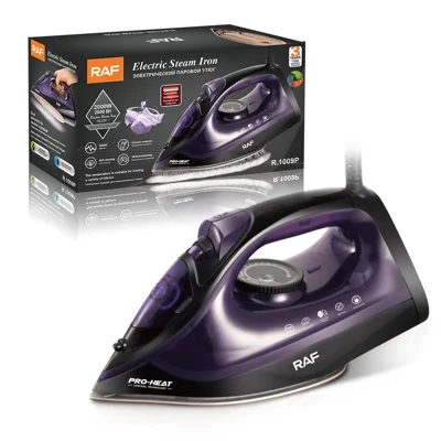 RAF 1009 Electric Steam Iron 2000W Temperature Control Ceramic Soleplate Clothes Iron, EU Plug / 220V - Purple