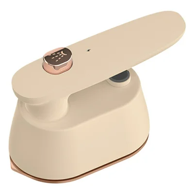 Foldable Handheld Garment Steamer 2-in-1 Dry and Steam Iron 40W 120ml for Home and Travel - Apricot
