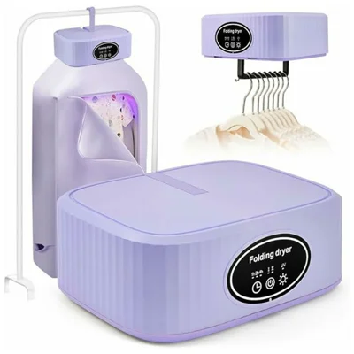Secador de Roupa Portátil Dobrável SQ-777 600W Aquecimento PTC, Esterilização UV, 3 Configurações de Temporizador para Casa e Viagem, Tomada UE - Roxo