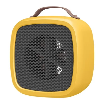 Portable 500W Electric Space Heater Mini Desktop Heater with Handle for Home Office, EU Plug - Yellow