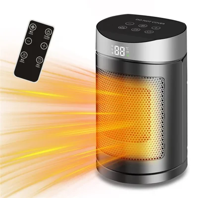 110V Touch Screen Heater Desktop Electric Heater Remote Control Space Heater Fan for Home Use, US Plug - Silver