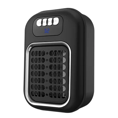 21008 Mini Chauffage d'appoint Chauffage rapide PTC Affichage LED Minuterie 12H Chauffage électrique mural et sur bureau - Prise UE - Noir