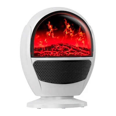 YC-N8 3D Flame Simulation Space Heater 1000W-1500W PTC Ceramic Desktop Fan Heater for Home Office, EU Plug - White