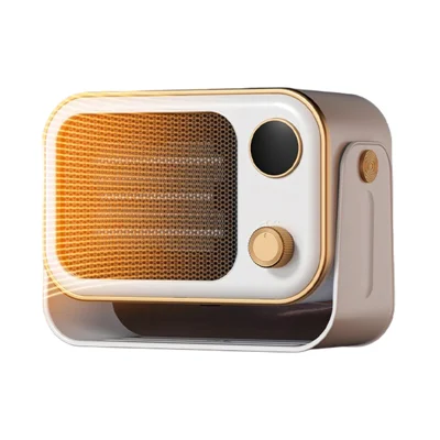 L168 Desktop Space Heater 1200W PTC Ceramic Heating Dual Mode Rotation Wall Mountable Heater for Home Heating, EU Plug - White Gold