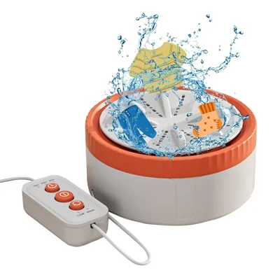 A19 3 Modes Timing Mini Portable Underwear Socks Turbine Washing Machine for Home Travel - Orange