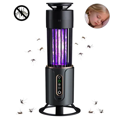 E10 Outdoor Camping Mosquito Killer Lamp Home Office Silent Insect Repellent Device, USB Rechargeable - Dark Grey