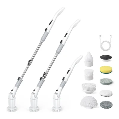 K-130 Electric Cleaning Brush with 8 Brush Heads 2 Speeds Adjustable Waterproof Cordless Scrubber for Car Kitchen Bathroom - Gray