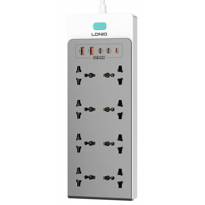 LDNIO SC4 65 Вт GaN сетевой фильтр 8 розеток переменного тока 5 портов USB PD быстрая зарядка Стационарная розетка для ноутбука телефона - Серый