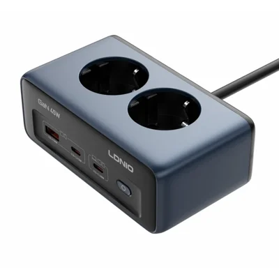 LDNIO SE3 45W GaN Power Strip 2 AC Outlets 3 USB Ports PD Fast Charging Power Socket Desktop Charger - Blue  /  EU Plug