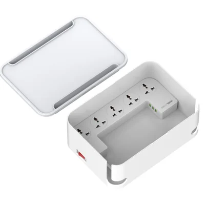 LDNIO SN5310 20W PD Fast Charging Power Strip 5 AC Outlete 3 USB Ports 2m Cable Multi-Device Power Socket with Cable Management Box - Biały