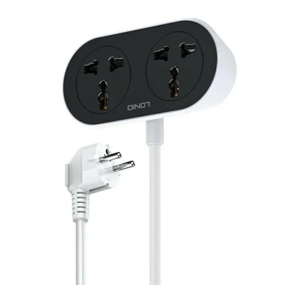 LDNIO SC2018 Ciabatta Multipresa con Cavo di Prolunga da 10 m 2 Prese Universali AC 2500W Stazione di Ricarica Rapida Presa di Corrente per Casa Ufficio - Nero / Spina EU