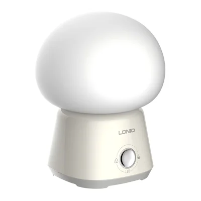 LDNIO Y4 Luce Notturna RGB 3600mAh Lampada da Comodino Ricaricabile Forma di Fungo Luce d'Ambiente 7 Colori per Camera da Letto - Bianco