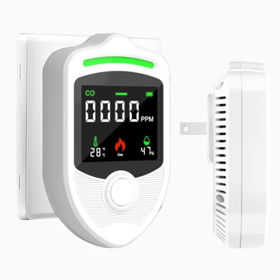 JCX-19D 4 em 1 Detetor de CO com Sensor de Gás Combustível, Temperatura e Humidade - Tomada EUA