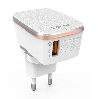 LDNIO A1204Q 18W QC3.0 USB-A-Schnellladegerät, tragbares Reiseladegerät mit EU-Stecker