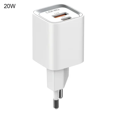 LDNIO A2318M 20 W Schnellladegerät, Dual-Port GaN-Ladegerät mit USB-C + USB-A Anschlüssen – EU-Stecker