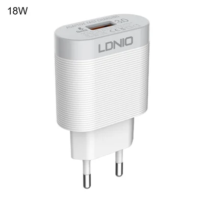 LDNIO A303Q 18 W QC3.0 USB-A EU-Stecker-Netzteil Schnellladegerät für Zuhause und unterwegs – Weiß